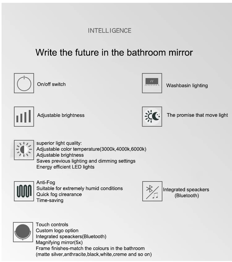 Foshan Wash Basin Mirror Hotel Decoration Smart Led Bathroom Mirror