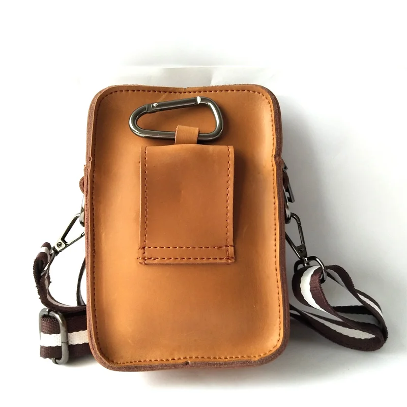 

Genuine Leather Men's Shoulder Bag Mobile Phone Bag Portable Messenger Dual Purpose Bag, Black, yellow, brown