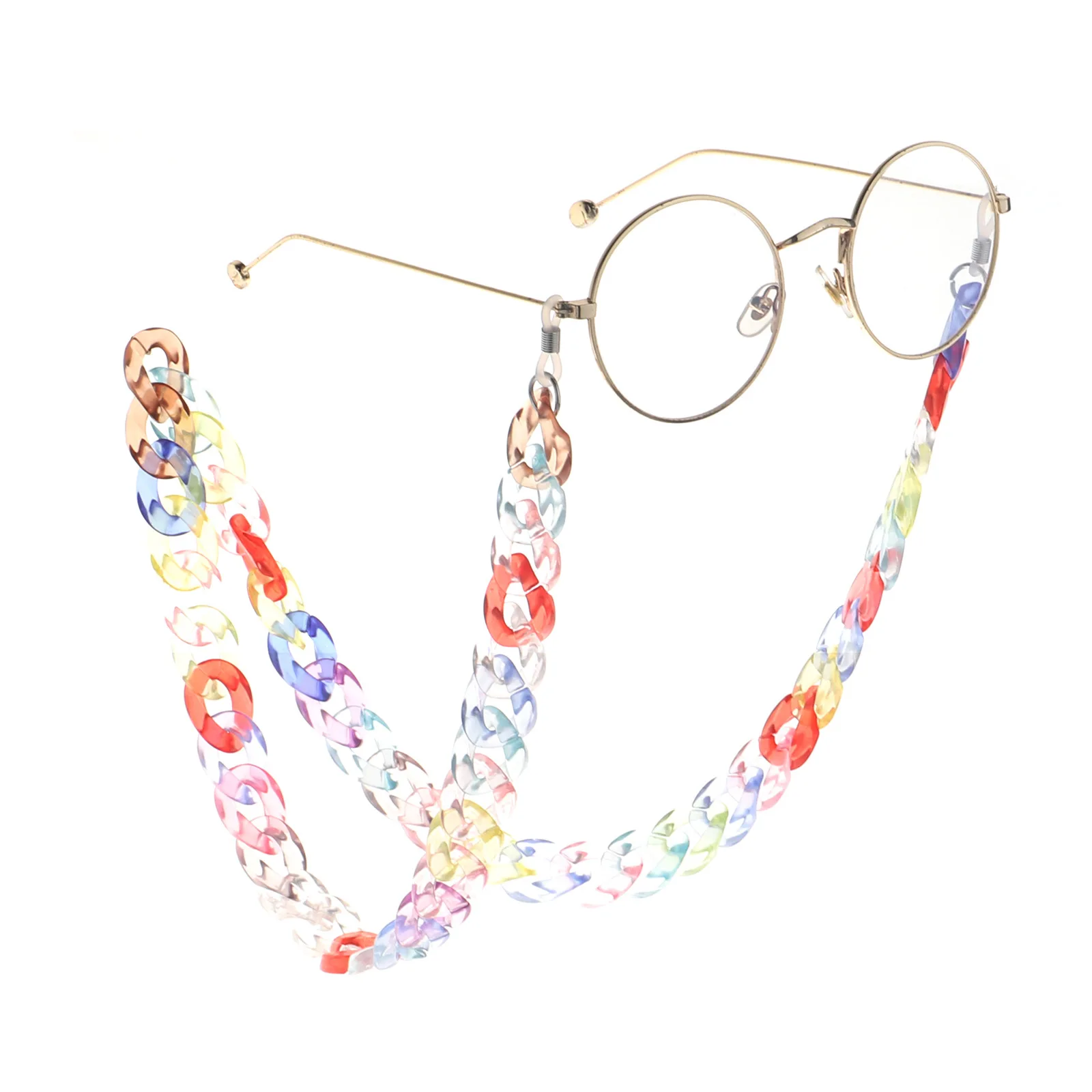 

2021 Trendy Eyewear Jewelry Colorful Anti Slip Sunglasses Chain Cord Candy Rainbow Acrylic Glasses Chunky Chain Strap For Sports