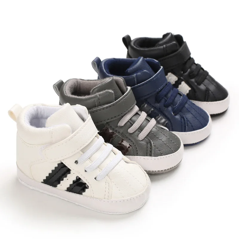 

In stock Toddler Prewalker high top winter Kids Casual Boy Designer Baby Shoes, Blue,black, grey, white