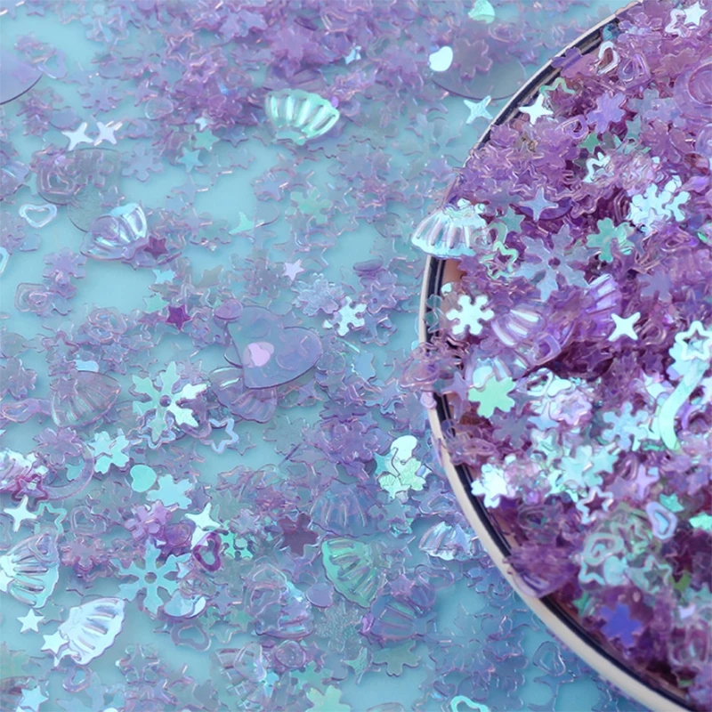500g/bag DIY Craft Clear Shell Star Flower Snowflake Mix Sequin Flakes for Slime Accessories