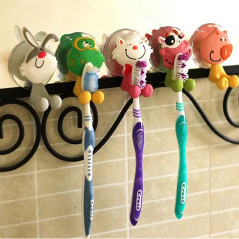 

Creative cute cartoon animal family powerful suction toothpaste toothbrush holder style is optional