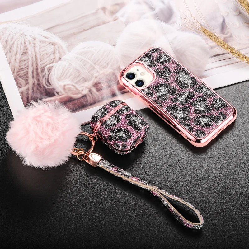 

Designer Cellphone Case Set Mobile Phone Case Cover For iPhone 12 Pro Max For Airpods 2 Gen Case set Matching, Pink