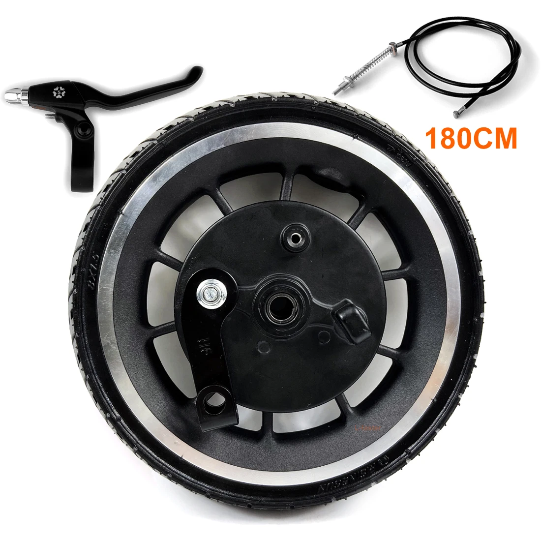 

8Inch Scooter Solid Tire Wheel With Drum Brake Narrow Hub 45mm Width With Brake Cable And Brake Lever