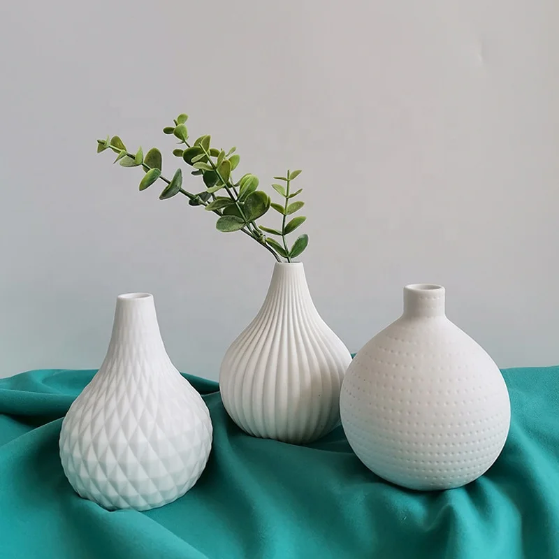 

White Porcelain Vases Small Pot Handmade Matte Ceramic Flower Vase Filler Decorative Table Ornaments Modern Home Bathroom Decor, As picture
