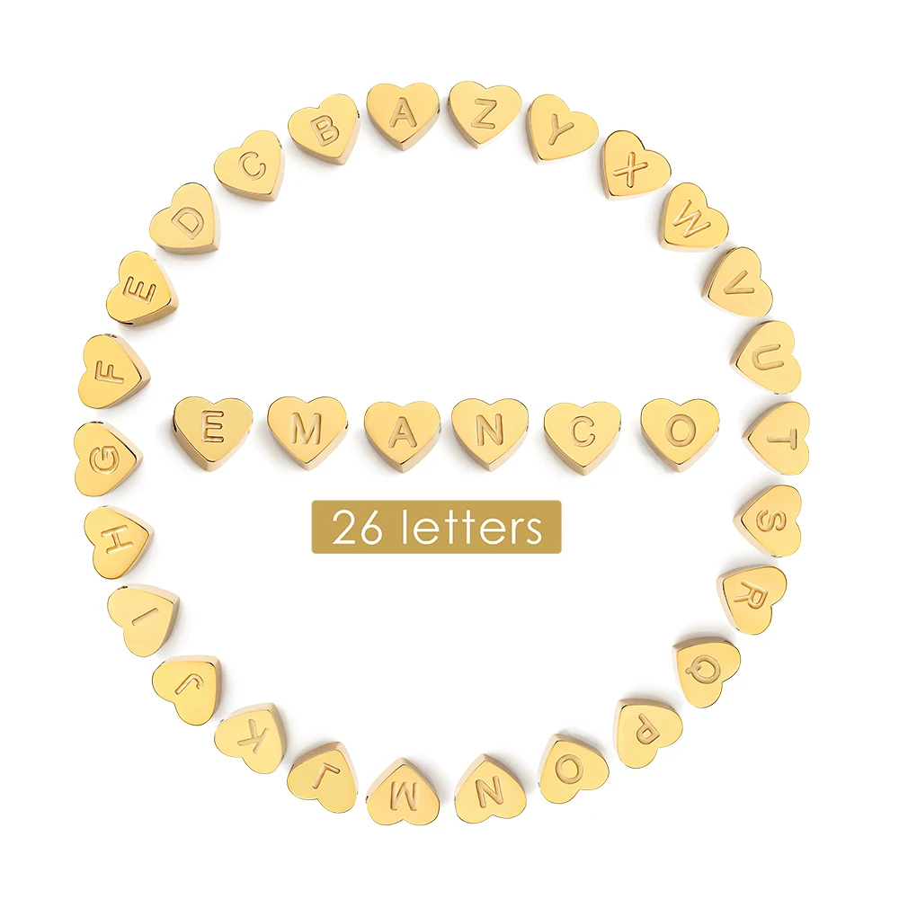 EManco New Popular Stainless Steel Initial Letter Capital A-Z Love Heart Pendant Charms for Necklace
