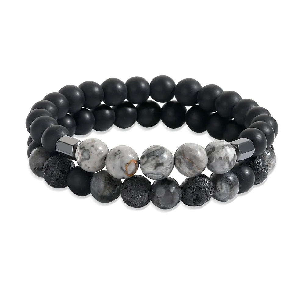 

Beaded Bracelet 8mm Natural Stone Matte Healing Beads Bangle Stretch Charm Yoga Stone Bracelet For Women Men Jewelry