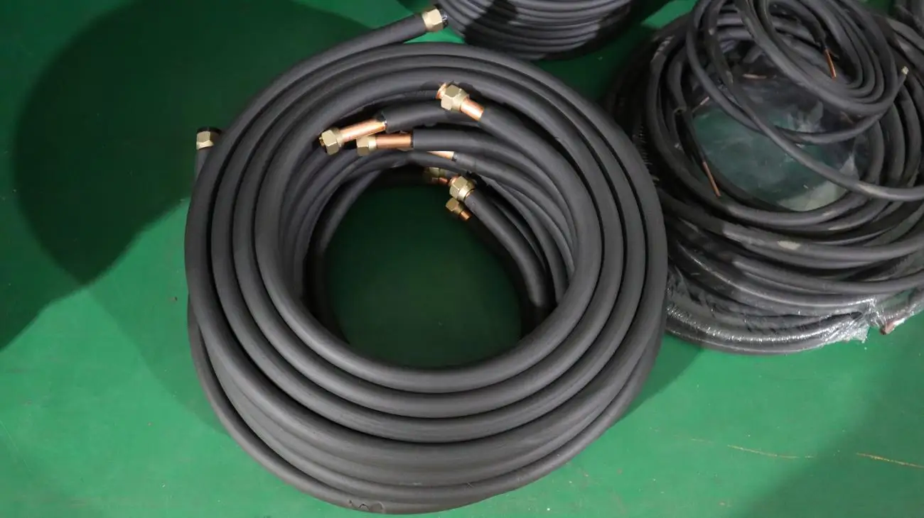 Factory direct sale 1/4+1/2 white PE 9mm ac copper pipe kit 1-50m details