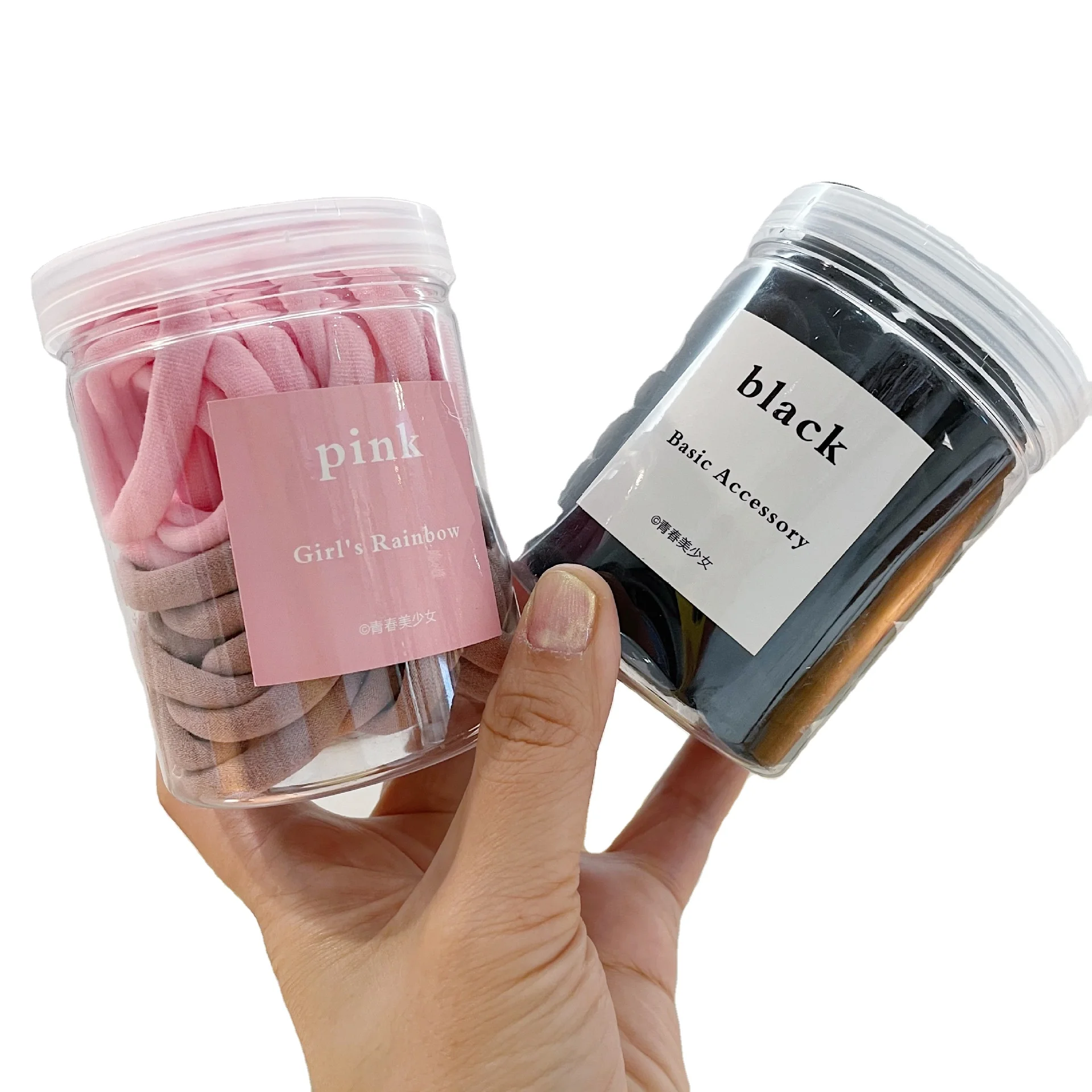 

MIO New Arrival 50pcs Box Candy Color Black Hair Band Box Set Children Colorful Rubber Band Ponytail Hair Tie Elastic Set