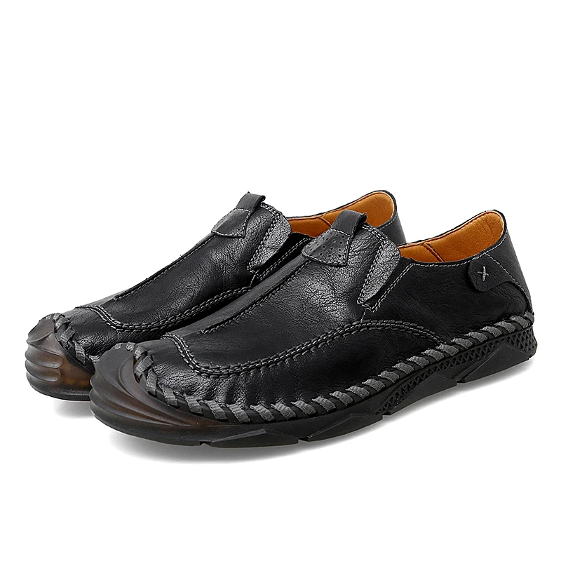 

2021 New Men's Walking Style Slip On Loafers Driving Shoes Casual Handmade Genuine Leather Shoes