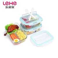 

BPA free glass container lunch bamboo food storage box