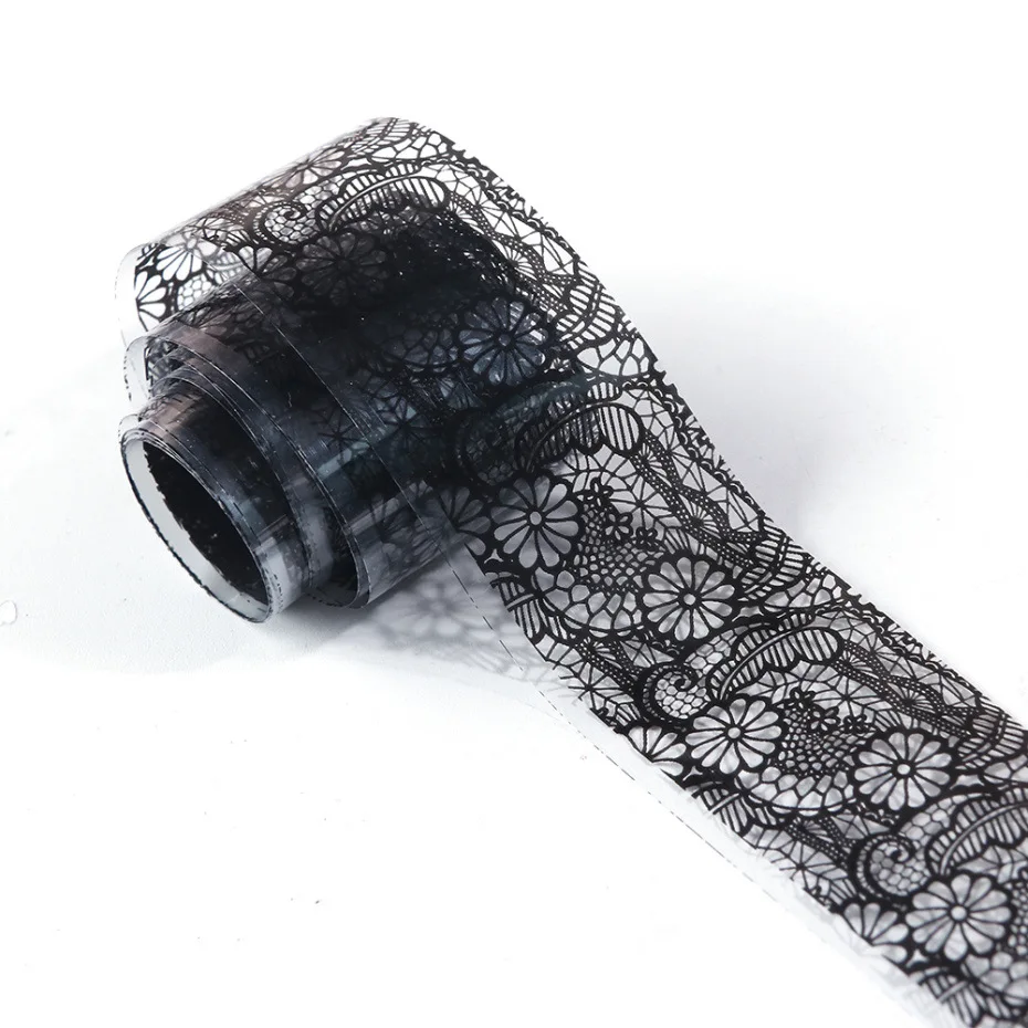 

Sexy lace foil MOQ 1 roll nail art foil transfer roll 120m, White black