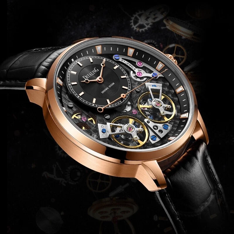 

DITALING Men Original Design Luxury Skeleton Watch Fashion Automatic Mechanical Wristwatch