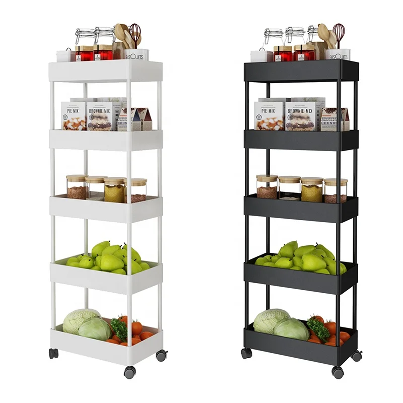 

ABS kitchen 4-layer trolley rack cart storage organizer shelf shower drawer type caddy drying Vegetable fruit storage basket