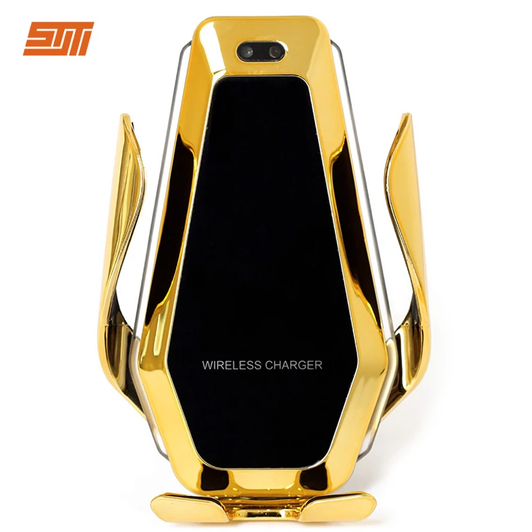 

Infrared Induction Magnetic Wireless Car Charger for Cell Phone, Gold silver