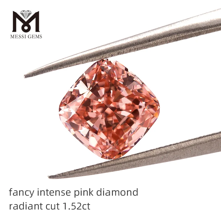 

Factory price fancy intense pink 1.52ct Radiant cut VVS2 very good synthetic CVD diamond