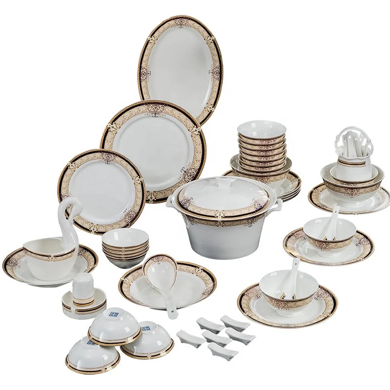 

Wedding party tableware dishes & plates porcelain bone Ceramic china dinner sets Chinaware Tableware Sets For Decoration