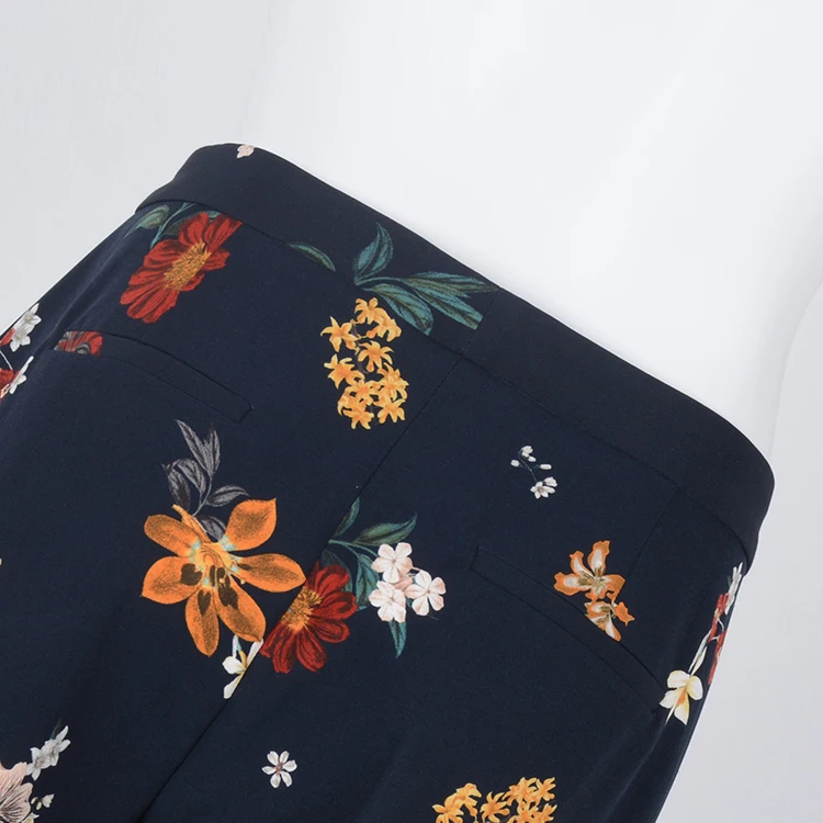 
Wholesale new fashion design full length ladies polyester spandex printing floral pants woman 
