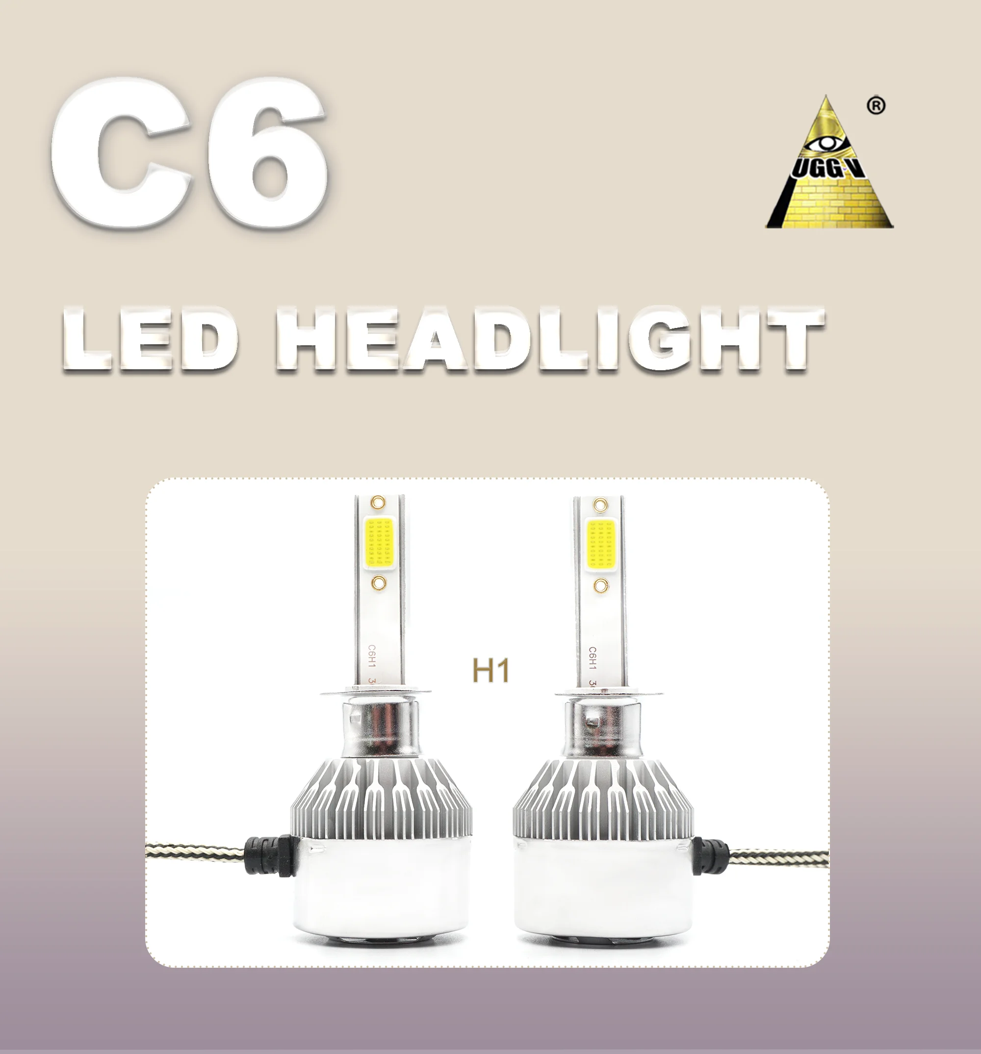 Lower Price High Quality C6 H1 Car Led Headlight 6000k 3800lm 36w For