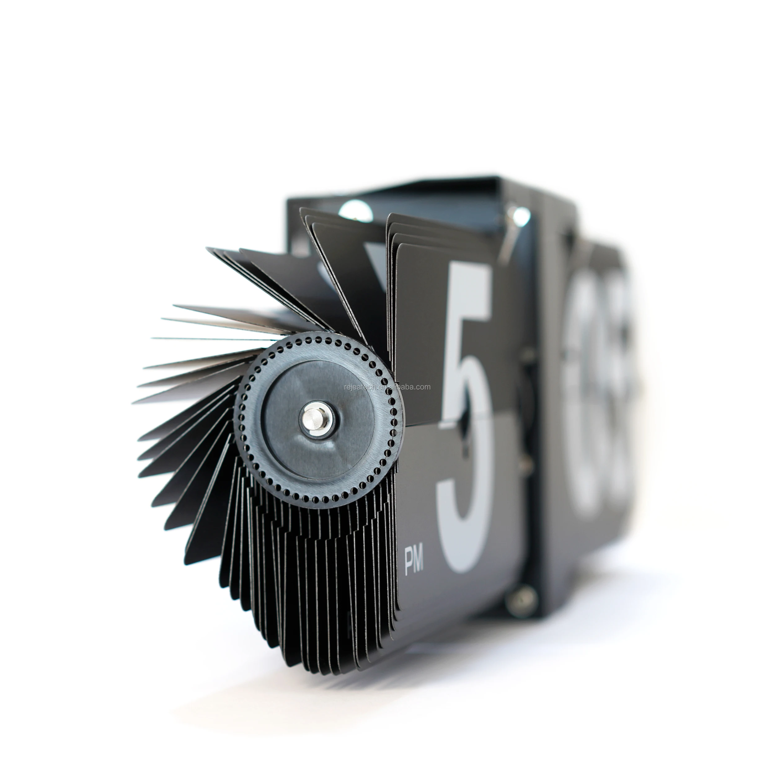 
Flip Clock Large Wall Mounted Clock Home Decor ABS Cards Stainless Steel Premium Black 