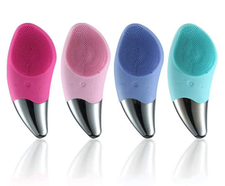 

Mini Electric Facial Cleansing Brush Silicone Sonic Cleanser Brush Facial Cleansing Device, Pink, gree, blue, rose