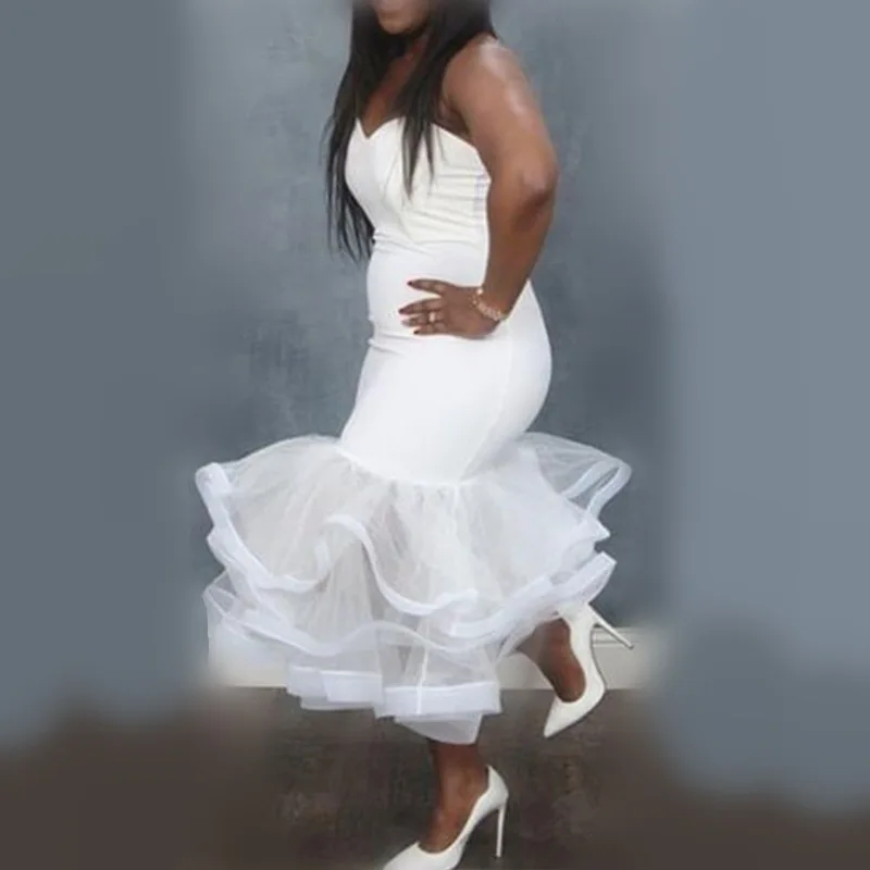 

White Mesh Patchwork Women Dress Slim Backless Sexy Midi Dresses Plus Size Elegant Ladies Clothing