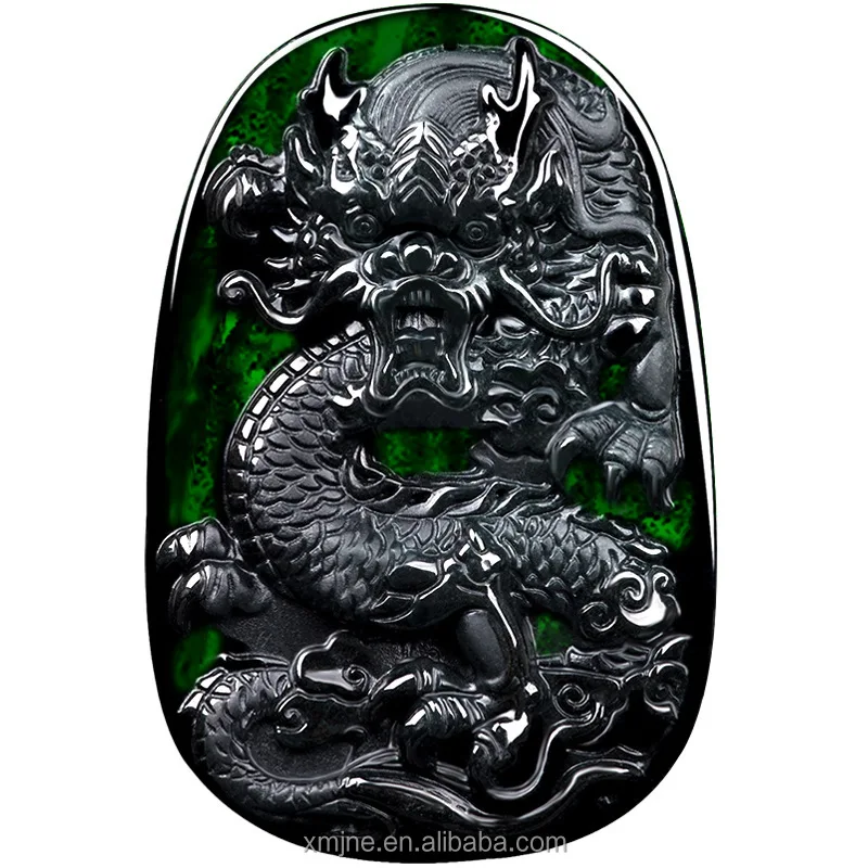 

Certified Grade A Natural Ink Green Jadeite Ink Jade Domineering Dragon Jade Pendant Zodiac Dragon Ice Seed Pendant Wholesale