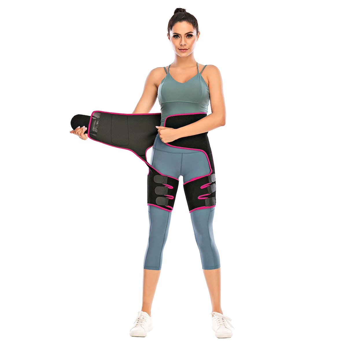 

Three-in-one New style legs Shapewear loss weight Thigh Slimmer Waist trainer thigh waist trainer, Blank+orange+rose red