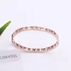 wholesale custom 316L stainless steel fashion jewelry rose gold plated Greek Roman numerals cuff bracelet bangle for women