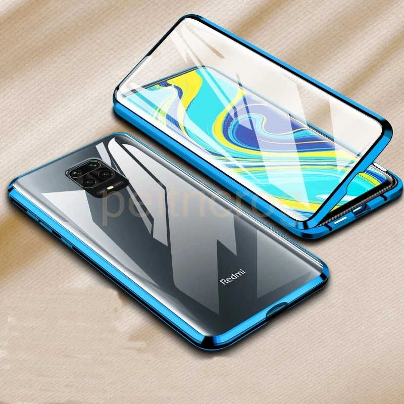 

Double Sided Magnetic Metal Case For Xiaomi Redmi Note 9 9S 8 8T 7 8A K20 10 9T CC9 CC9E Pro Lite POCO F1 A3lite 10X Glass Cover, As picture shows