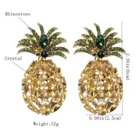 

HANSIDON Hot sale Fruit Pineapple Colorful Statement Earrings Handmade Boho Large Crystal Drop Dangle Earrings Fashion Jewelry