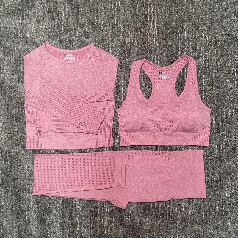 

2020 Custom Logo Manufacturer Supplied Wholesale Seamless Gym Sports Clothes 2 Piece Yoga Women Activewear Sets (3-piece sets)