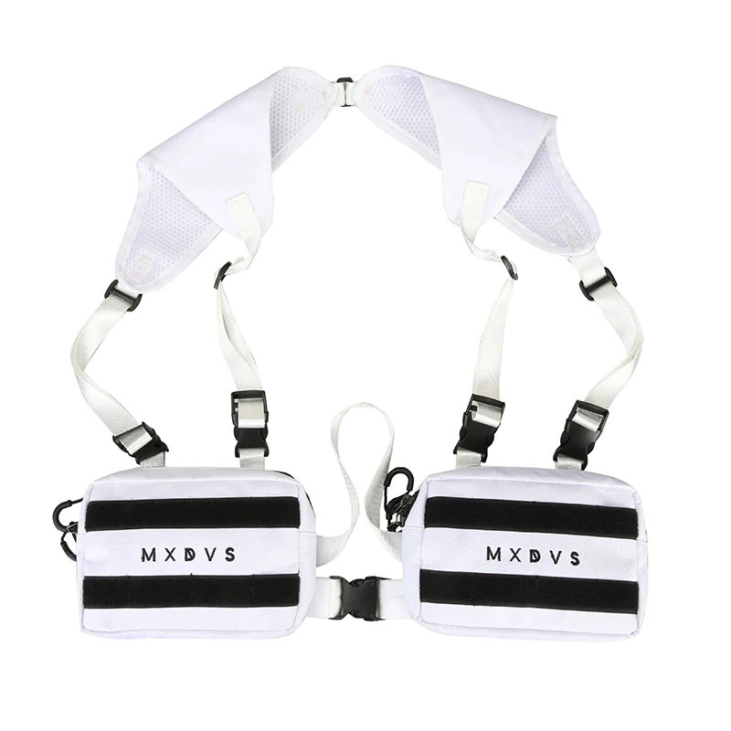 

New Cool Customize Logo HipHop Streetwear Crossbody Bag Unisex Vest Bag With Function Backpack Fashion Special Design Chest Bag, White;black;customized