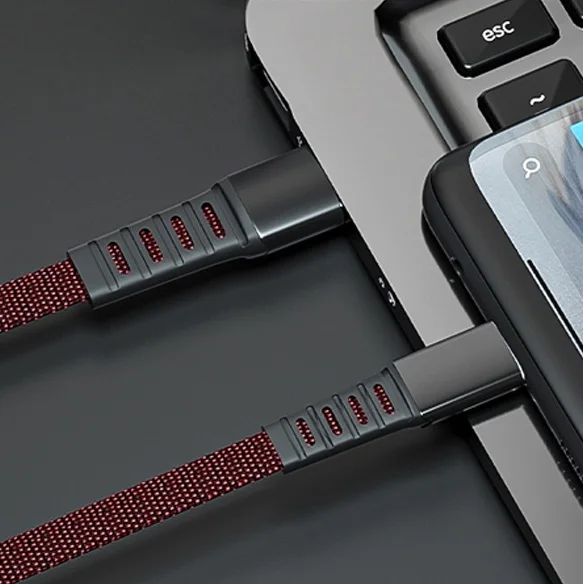 

2021 New Style Type C Data Cable Fast Charging iphone 13 Cable Phone Charger Cable 3a, Dark red