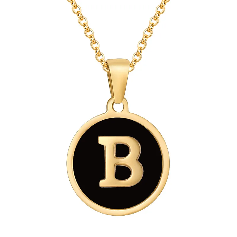 Disc Initial Necklaces for Women Girls Hypoallergenic Round Disc Letter Initial Pendant Initial Necklace for Women