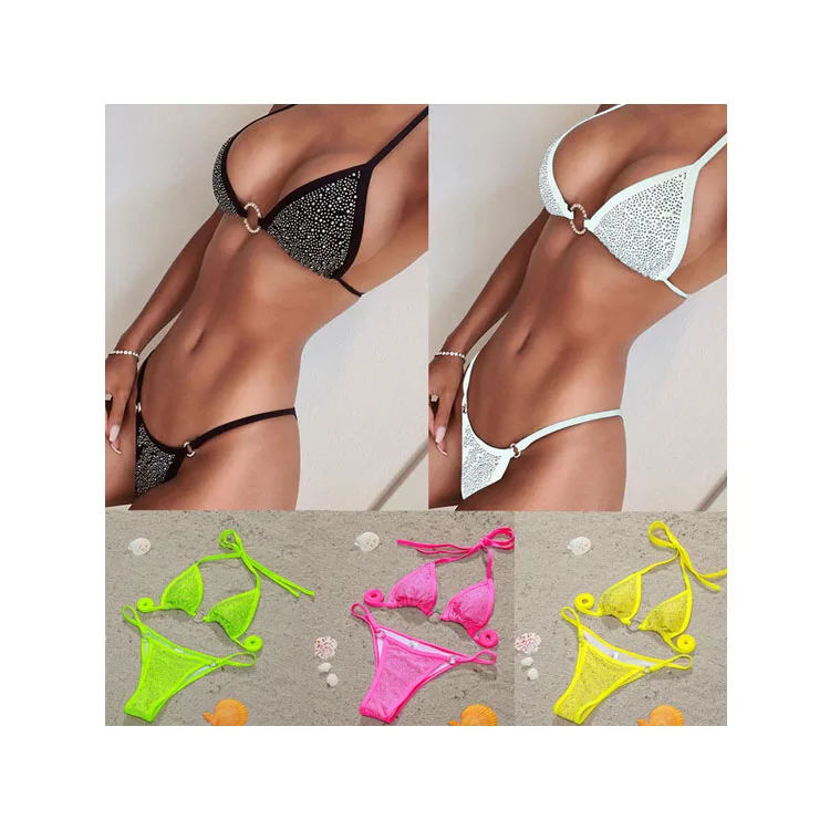 

Fashion monochrome diamond-studded bikini hot sells women sexy bikini