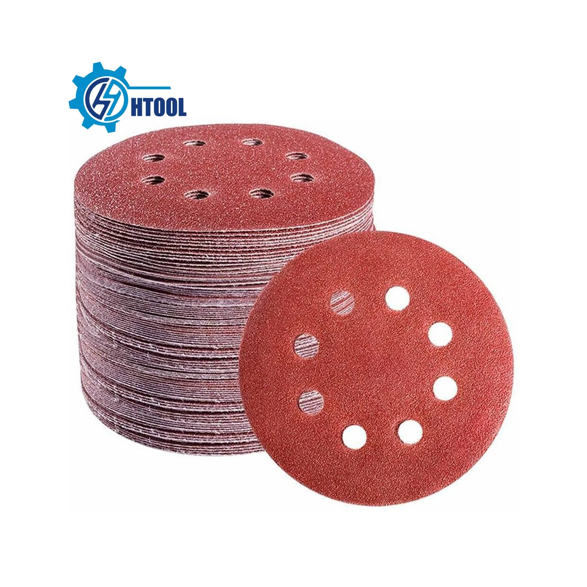 

High Efficient 5 Inch 8 Holes Abrasive Disc Aluminum Oxide Hook And Loop Sanding Disc for Wood Auto