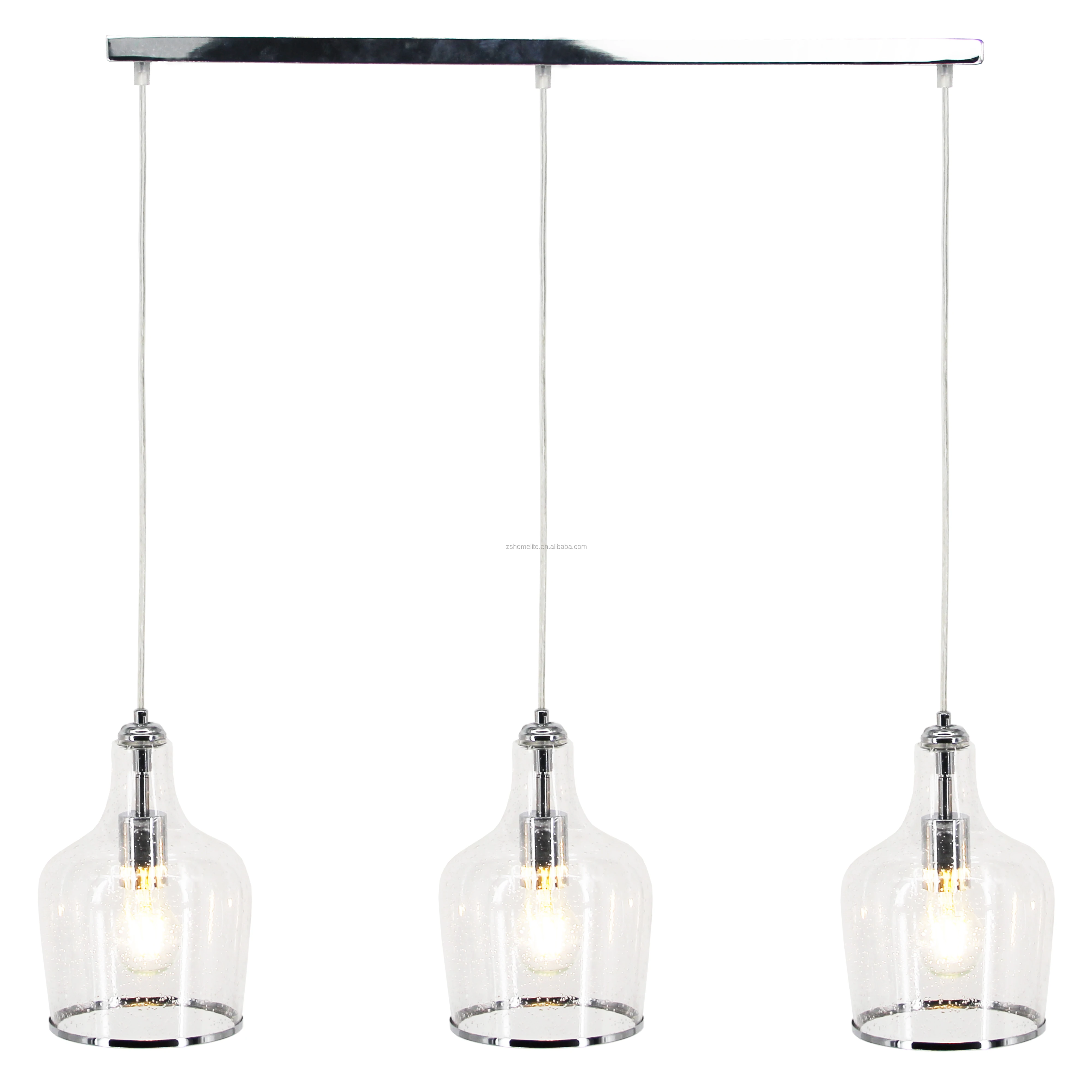 3 Light Bubble Glass Diner Ceiling Fitting  Pendant Lamp