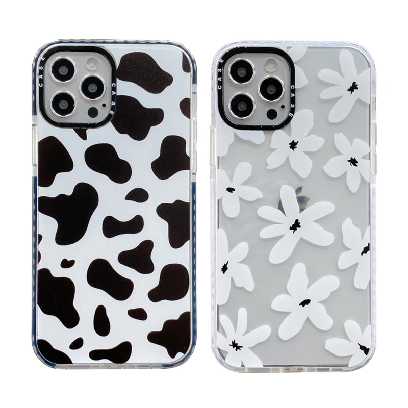 

Transparent soft phone cases Cow Pattern Flowers For iPhone 12 Pro Max 11 X XS XR 7 8 plus SE 20 Thickened TPU Cell Mobile cases