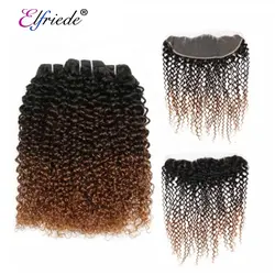 #T 1B/4/30 Kinky Curly Hair Bundles with Frontal B