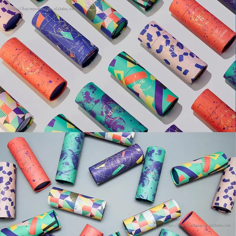 
Custom Recycled Empty Cardboard Cylinder Mailing Packaging Biodegradable Black Kraft Paper Tube 