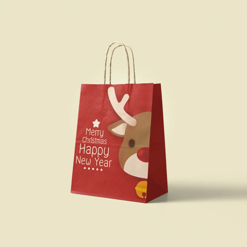 

Customized Christmas Packaging Kraft Paper Bag With Own Logo 100% Recyclable Paper Bag