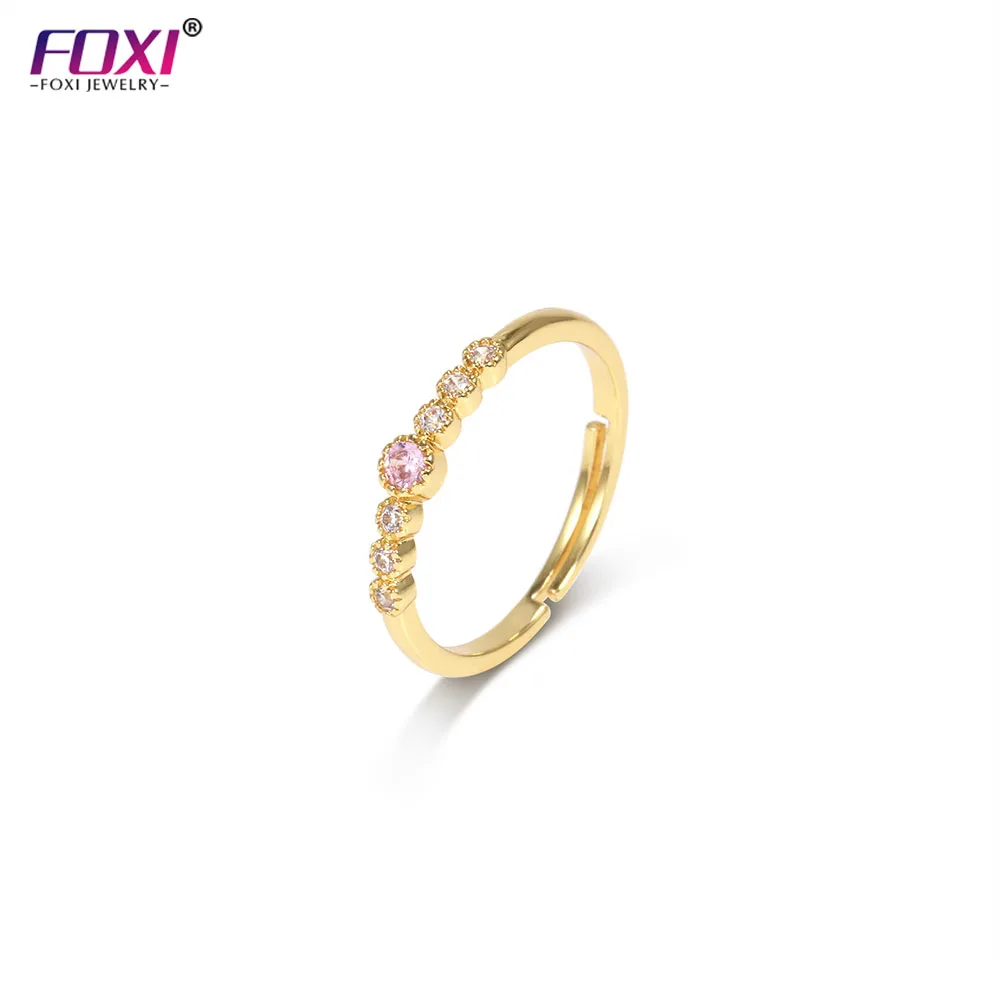 

High End AAA Zirconia Pave Rings for Women Baguette Rings for Women 18k Gold Plated Stainless Steel Jewelry