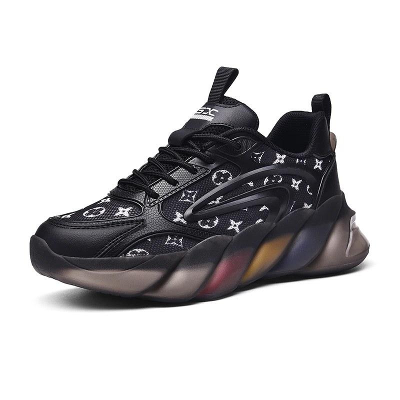 

2021Summer Hot Sale Mesh Breathable White Shoe Rainbow Bottom New Daddy Trendy Shoes Thick Bottom Increased Sports Women's Shoes, Black white beige