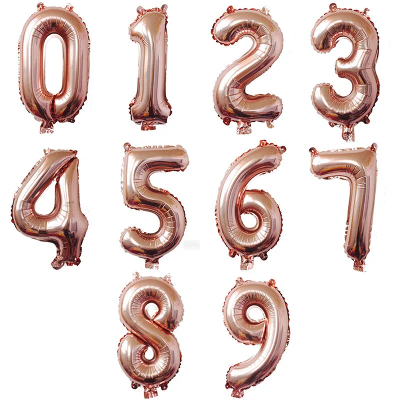 rose gold number balloons