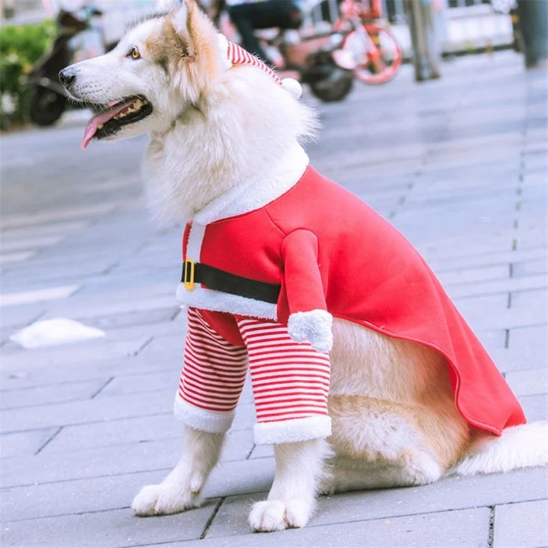 

Cute Red Pet New Year 2021 Wear Creativity Hot Sale Santa Claus Role-Playing Clothing For Dog And Cat