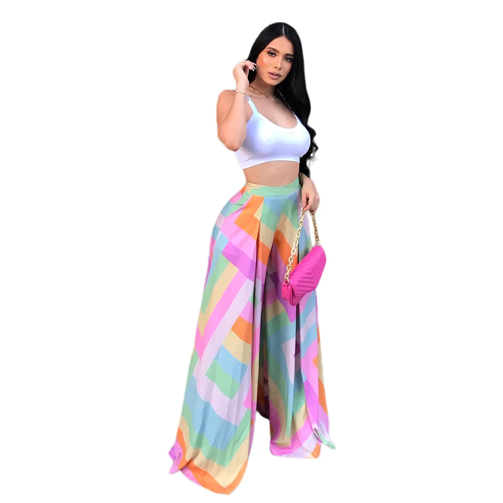 

2022 spring summer Pretty Print Palazzo Pants High Waist Loose Long Wide Leg Pants Women's Pants & Trousers