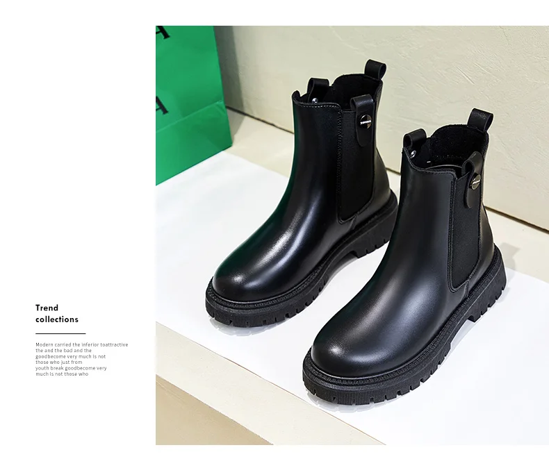 

2021 new style fried street Martin boots female British short boots mid-tube Chelsea women boots, 2 colors