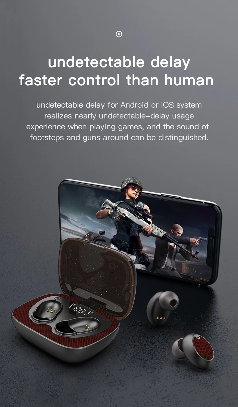 Good sound quality DSP noise reduction magnetic bluetooth earphone wireless earbuds with charge case led - ANKUX.COM