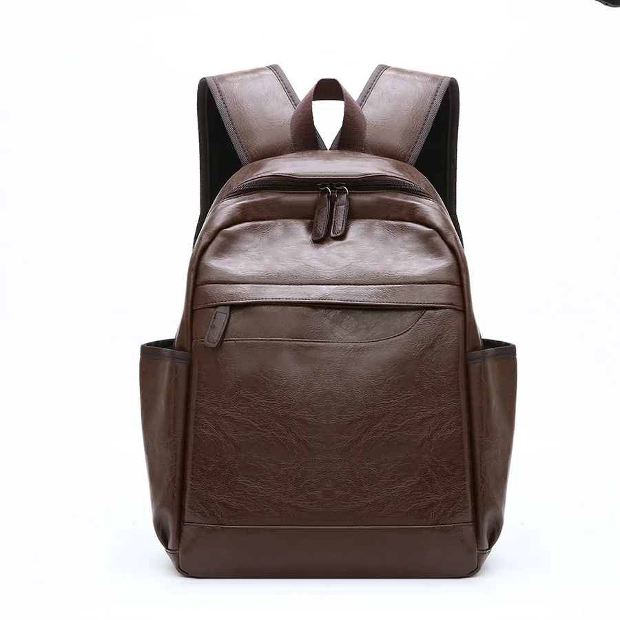 

Vintage Hiking Travel Backpack Water Resistant Soft Brown Pu Leather Backpack Bags